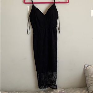 Tight floral black mini dress